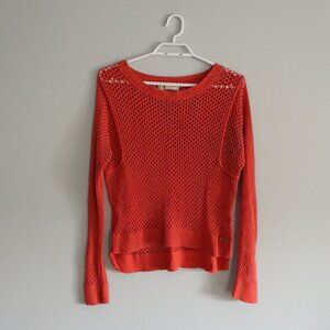 Michael Kors Womens Sz M Open Weave Lightweight Stretch Crochet Pullover Sweater